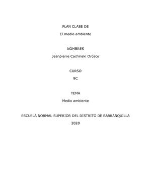 Plan Clase Del Medio Ambiente Jeanpierre Cachisnki 9c