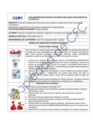 Guía Disposición Residuos De Riesgo Biológico Prevención Covid 19