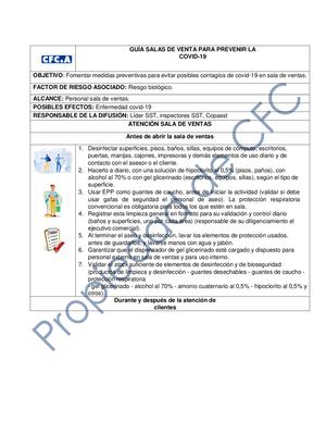 Guía Sala De Ventas Atención Clientes Prevención Covid 19