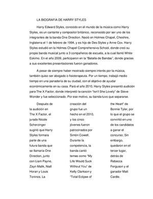 Biografia De Harry Styles