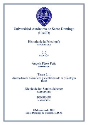 Tarea 2.1. Antecedentes Filosóficos y Científicos de la Psicología