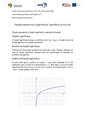 Funções Exponenciais E Logarítmicas, Importância No Dia A Dia Noemi Dias 12ºg