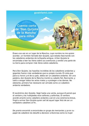 Don Quijote De La Mancha Libro Corto