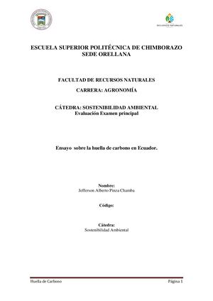 Ensayo acerca de la huela de carbono en ecuador