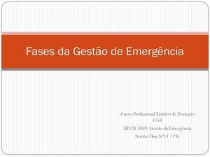 Fases De Gestão De Emergência