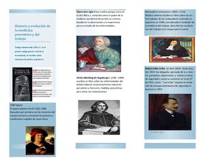 Folleto De La Historia De La Medicina Y Del Trabajo