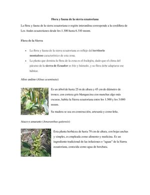 Flora Y Fauna De La Sierra Ecuatoriana