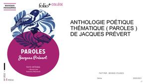 Younes Bennis Votre Anthologie Poetique Thematique A Partir Du Recueil Paroles De Jacques Prevert