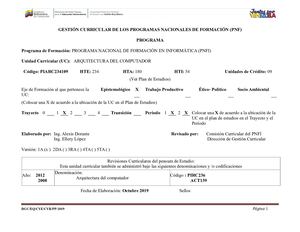 PNFI -Programa Analitico Arquitectura Del Computador