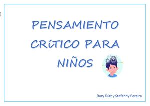Mapa Pensamiento Critico Para Niños