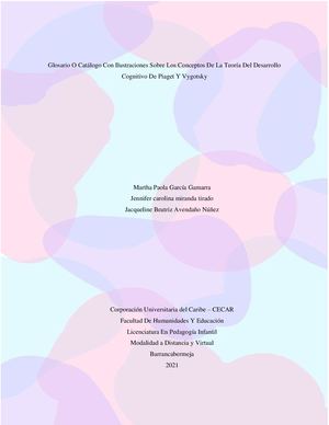 Glosario O Catálogo Con Ilustraciones Sobre Los Conceptos De La Teoría Del Desarrollo Cognitivo De Piaget Y Vygotsky