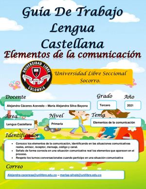 Guia Elementos De La Comunicación, Tercero