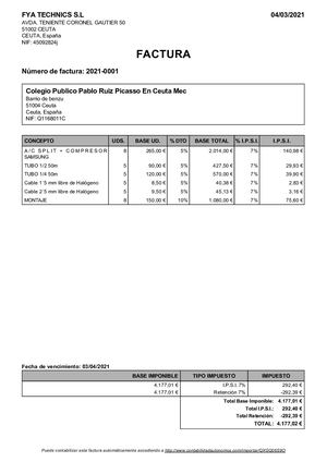 Factura Colegio Benzú