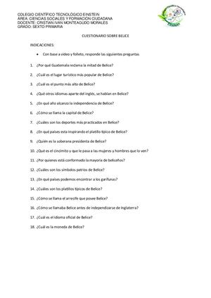 Cuestionario Sobre Belice