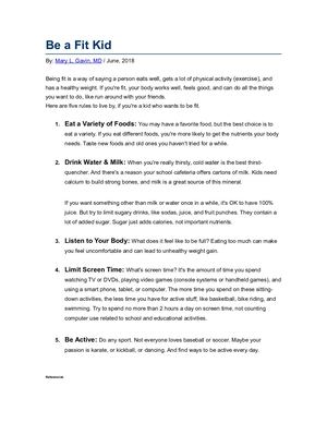 Be A Fit Kid Reading