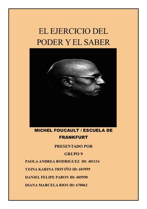 Michel Foucault y el ejercicio del saber y el poder (Escuela de Frankfurt).