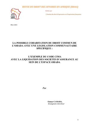 Rdaa Mars 21 Camara Liquidation Des Sociétés D'assurance