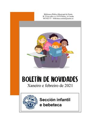 Boletín de novidades. Sección infantil e bebeteca. Xaneiro e febreiro de 2021