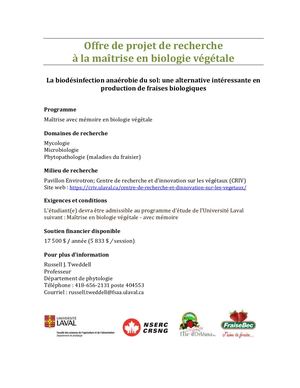 Offre De Projet De Recherche à La Maîtrise En Biologie Végétale