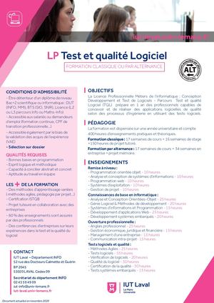 La Licence Professionnelle Test Et Qualité Du Logicie