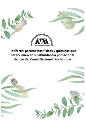 Rotíferos: parámetros físicos y químicos que intervienen en su abundancia poblacional dentro del Canal Nacional, Xochimilco.