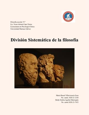 División Sistemática De La Filosofía