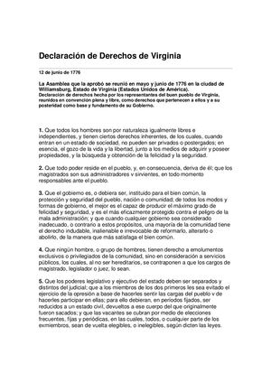 Declaración de dos Derechos Virginia 1776