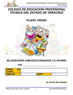 Manual 1a Unidad Relación entre compuestos orgánicos y el entorno