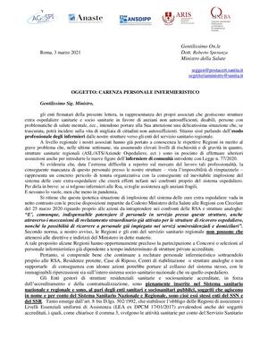 Mancano infermieri - Lettera a Speranza