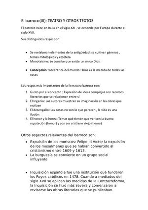 Teatro y otros textos del Barroco