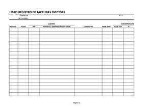 Libro Registro De Facturas Emitidas