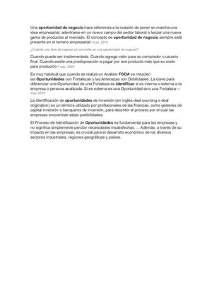 Identificación De Oportunidades De Negocio