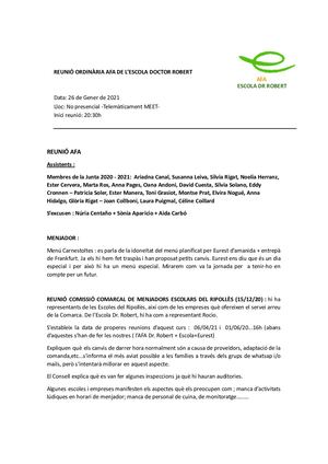 Acta AFA 26 gener 2021