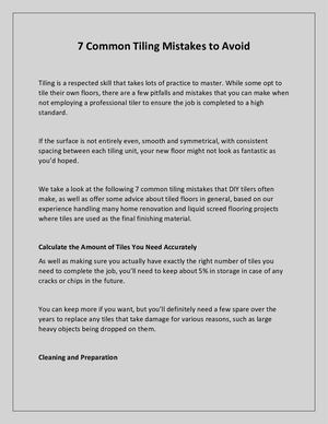 7 Common Tiling Mistakes To Avoid