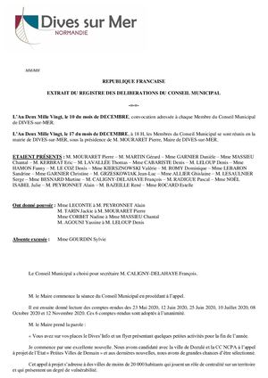 Compte rendu du Conseil Municipal du 17-12-2020