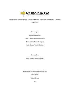 Pragmatismo norteamericano: Escuela de Chicago, democracia participativa y estudios migratorios