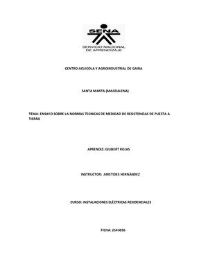 Ensayo Norma Tecnica De Resistencia De Puesta A Tierra