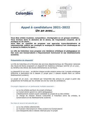 Appel à Candidature Artistes 21 22