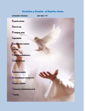 Damaris Vinueza 1d Acróstico Y Oración Al Espíritu Santo