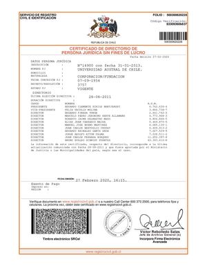 Certificado de Vigencia UACh 2021