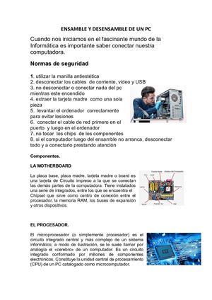 Ensamble Y Desensamble De Un Pc