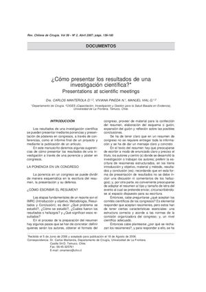 Como Presentar Los Resultados De Investigacion Cientifica