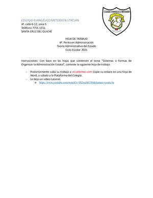 Hoja De Trabajo, Teoria Del Derecho Administrativo