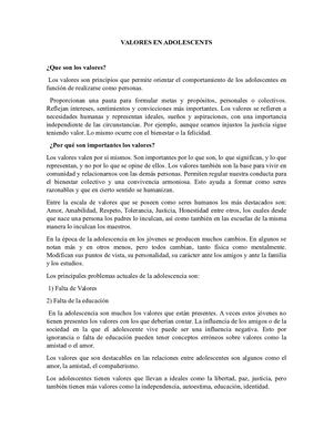 Valores En Adolescents