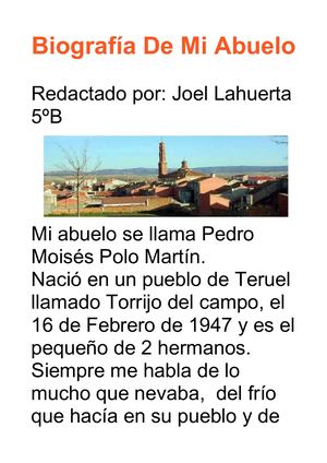 Biografía De Mi Abuelo, Joel