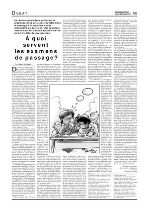 À quoi servent les examens de passage?