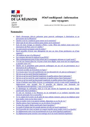 Motifs impérieux - Foire aux Questions Voyageurs