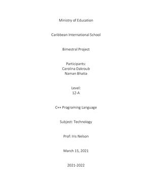 C++ Programing Language – Bimestral Project