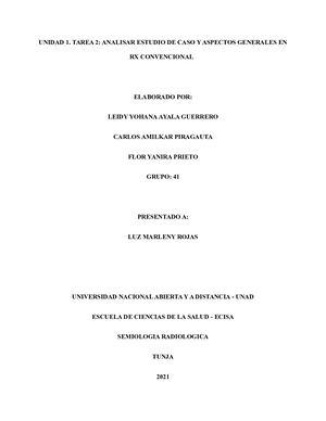 Analizar caso de estudio y aspectos generales en RX convencional