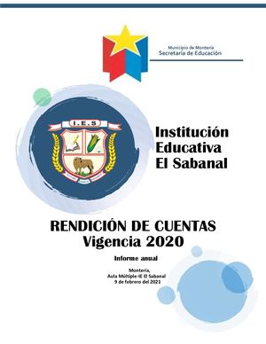 +Rendición De Cuentas 2020 Ie Sabanal Informe Final
